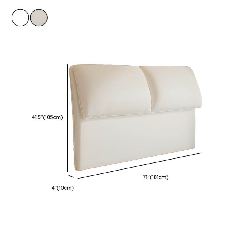 "Dimension of Elegant Upholstered Panel Headboard with Wood Legs in Modern Style - 71" White"
