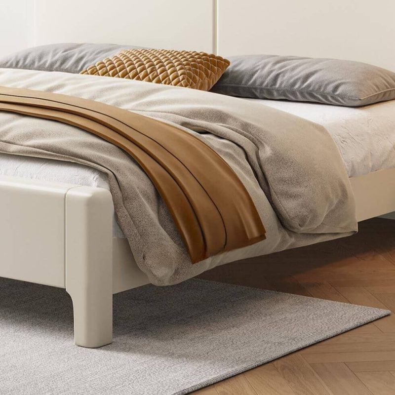 "White Art Deco Panel Bed, 47"W x 79"L"