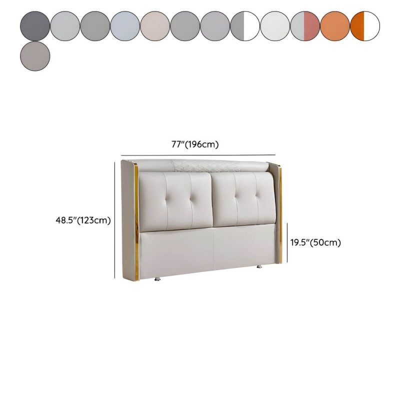 "Dimension of Elegant Wingback Upholstered Headboard with Wood Legs - Modern Design - Light Gray 71""