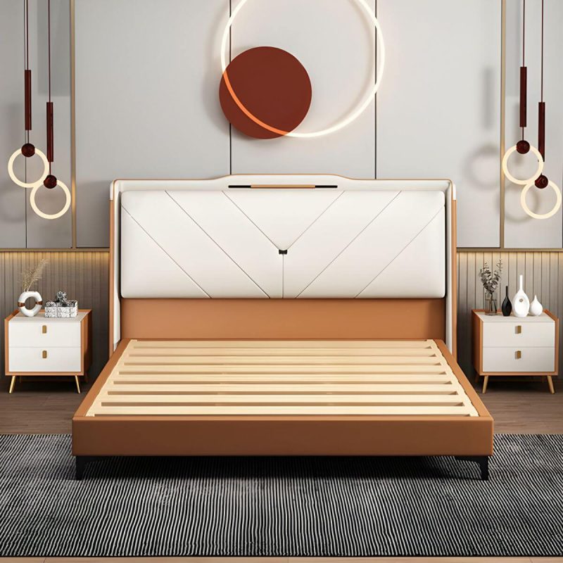 "Modern Upholstered Pine Headboard with Stepped Design and Wood Legs - Silicone Rubber 47" Dark Gray"
