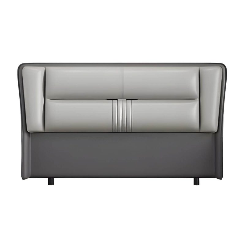 "Modern Rectangular Upholstered Wingback Headboard with Wood Legs - Microfiber 47" Orange/ White"