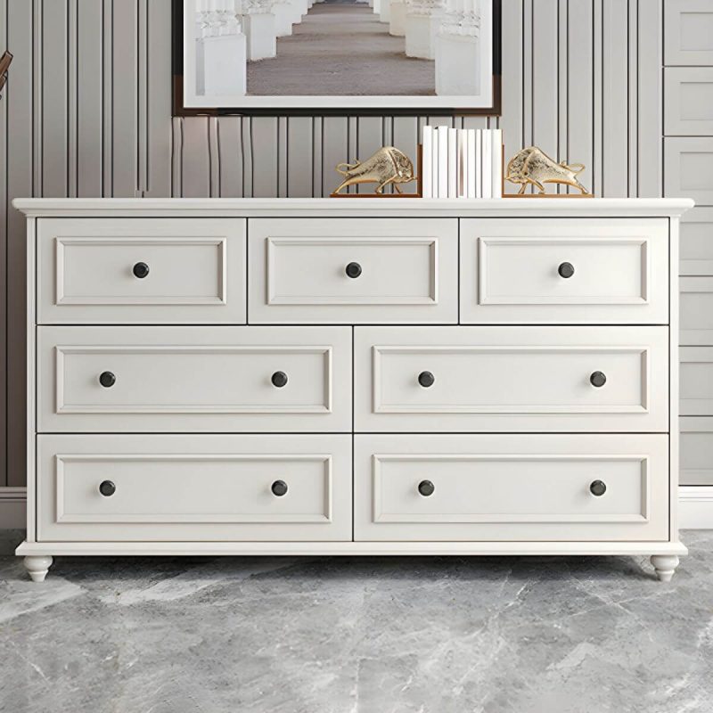 "Solid Wood and Soft-Close Drawers Modern Chest with Wood Top - 7 39"L x 18"W x 31"H"