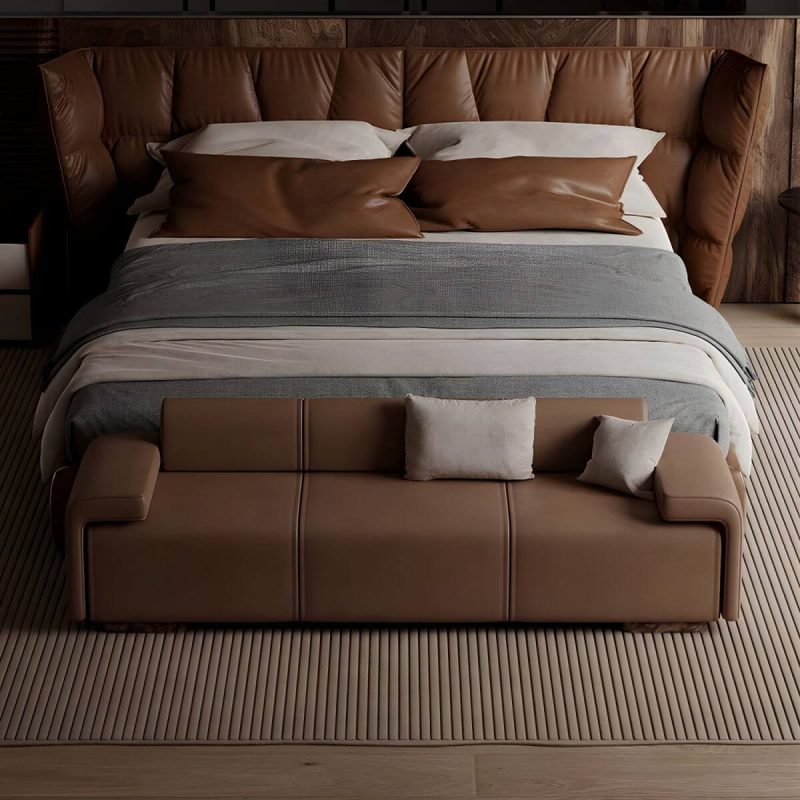 "Long Standard Height Armless Modern Bedroom Bench Upholstered in Solid Color - 59"L x 20"W x 24"H Grey"