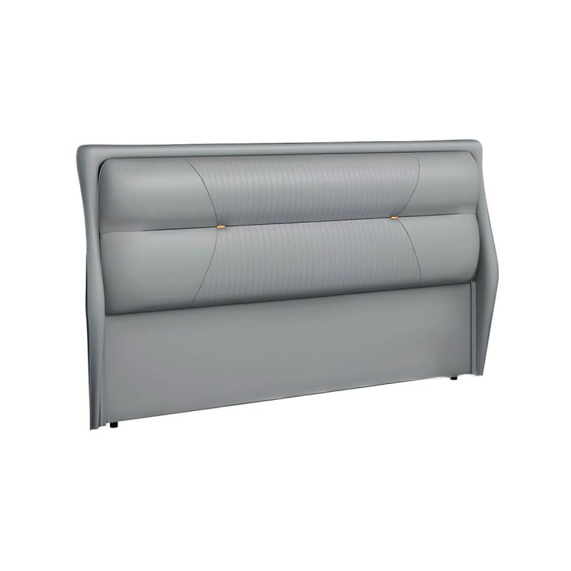 "Modern Upholstered Rectangular Pine Headboard with Wood Legs - Dark Gray 71""