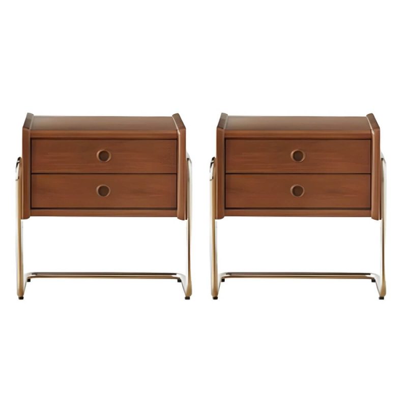 "Traditional Wooden Nightstand with 2 Drawers & Elegant Design - 2 Piece Set"