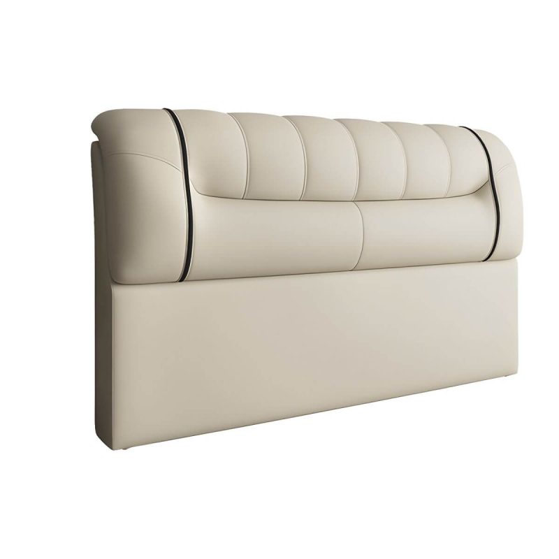 "Bed Frame Headboard Modern Leather Panel Rectangular Solid Wood - 79" Light Gray"