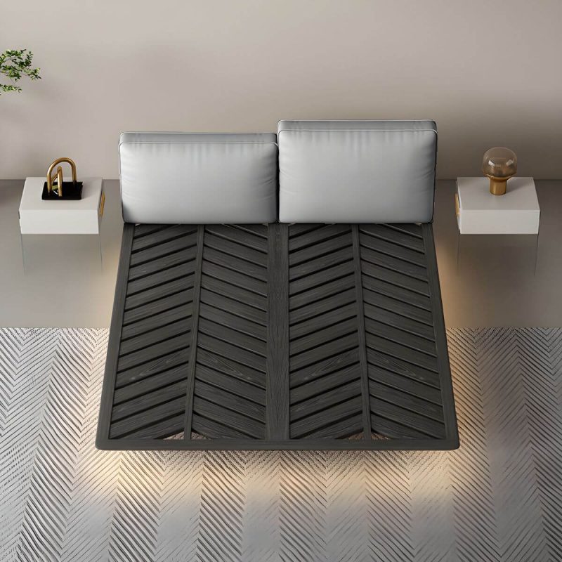 "Modern Style Upholstered Headboard/white Grey Leather Suspension Bed - Grey Queen Single Bed"