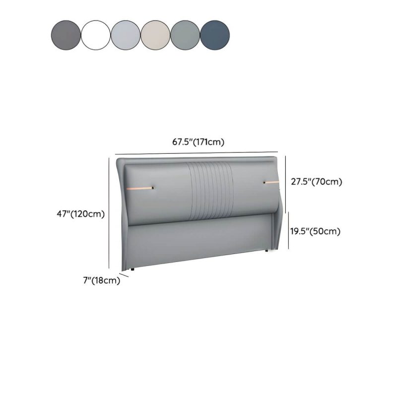 "Dimension of Modern Upholstered Rectangular Pine Headboard with Wood Legs - Airy Blue 59""