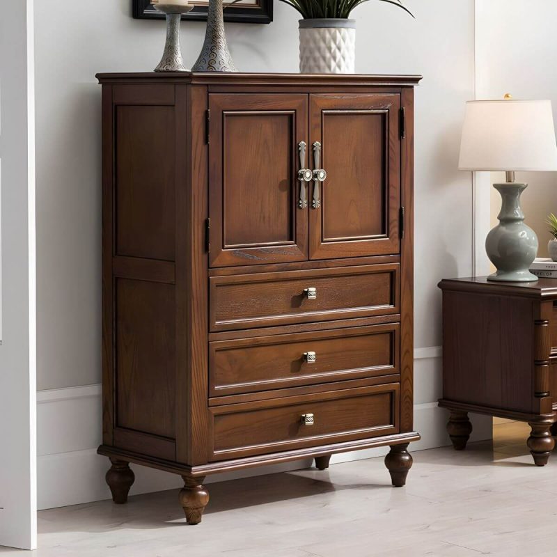 "Traditional Style Brown Wood Vertical Combo Dresser with Size 31.5Lx16Wx44H Inches - 31.5"L x 16"W x 44"H"