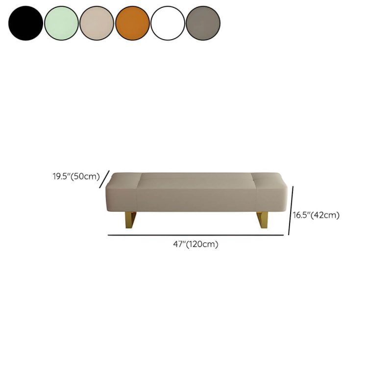 "Dimension of Armless Backless Modern Solid Color Bedroom Bench Upholstered in Hardwearing Sponge with Metal Legs - 47"L x 20"W x 16.5"H Orange"