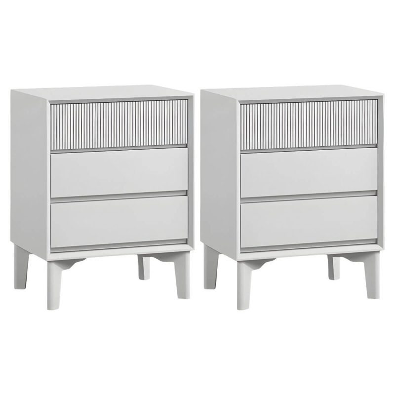 "Modern Wood Nightstand with Drawer Storage and Legs Included - White 16"L x 15"W x 26"H 2 Piece Set"