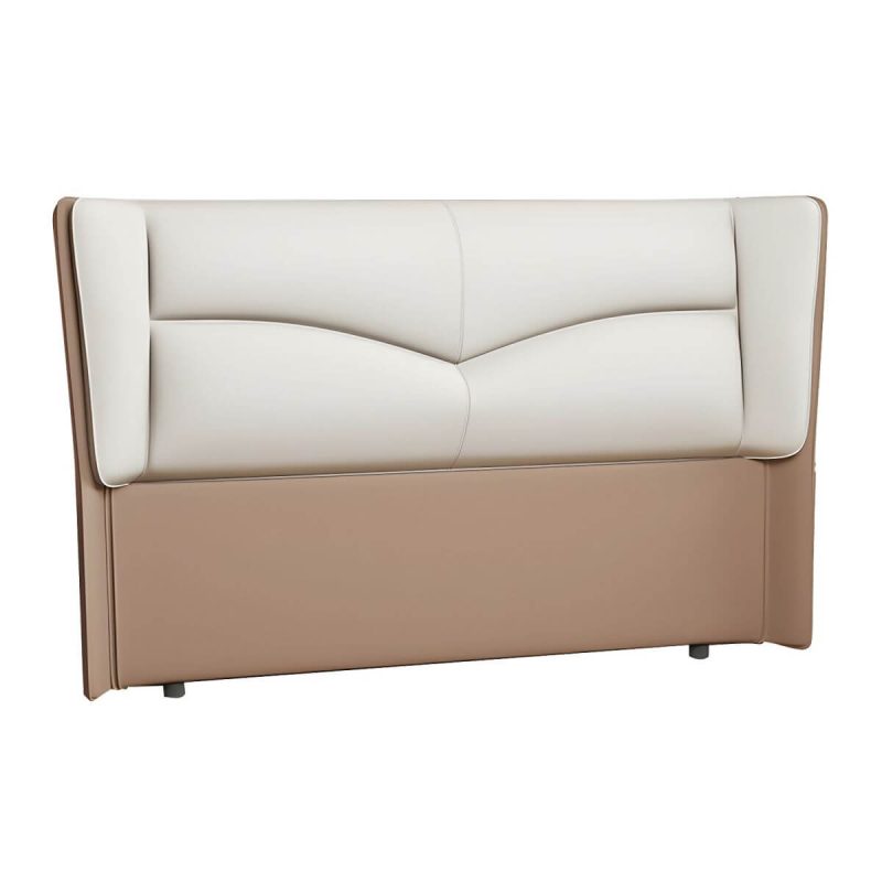 "Modern Rectangular Wingback Headboard Bed with Leather Upholstery and Solid Wood Frame - Dark Grey/ Light Grey 71""