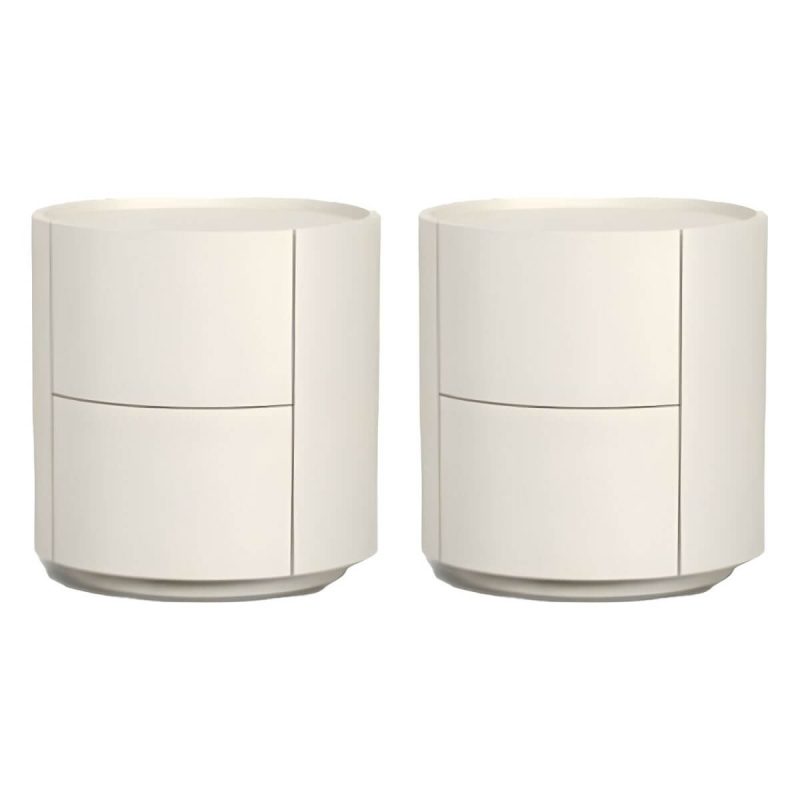 "Contemporary 18.9" Tall Nightstand Wooden Accent Table Nightstand for Bedroom - Off-White 2-Piece Set"