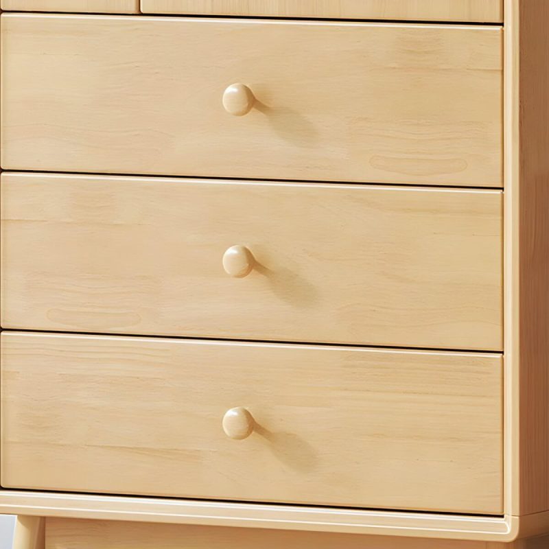 "Scandinavian Natural Wood Wardrobe with Clothing Rod and Shelves for Bedroom - Natural/ White 2 1 31"L x 22"W x 79"H"