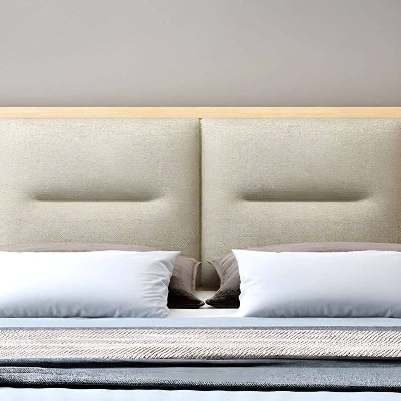 "Scandinavian Solid Wood Storage with Rectangular Headboard Bed Frame - California King Bed & Mattress"