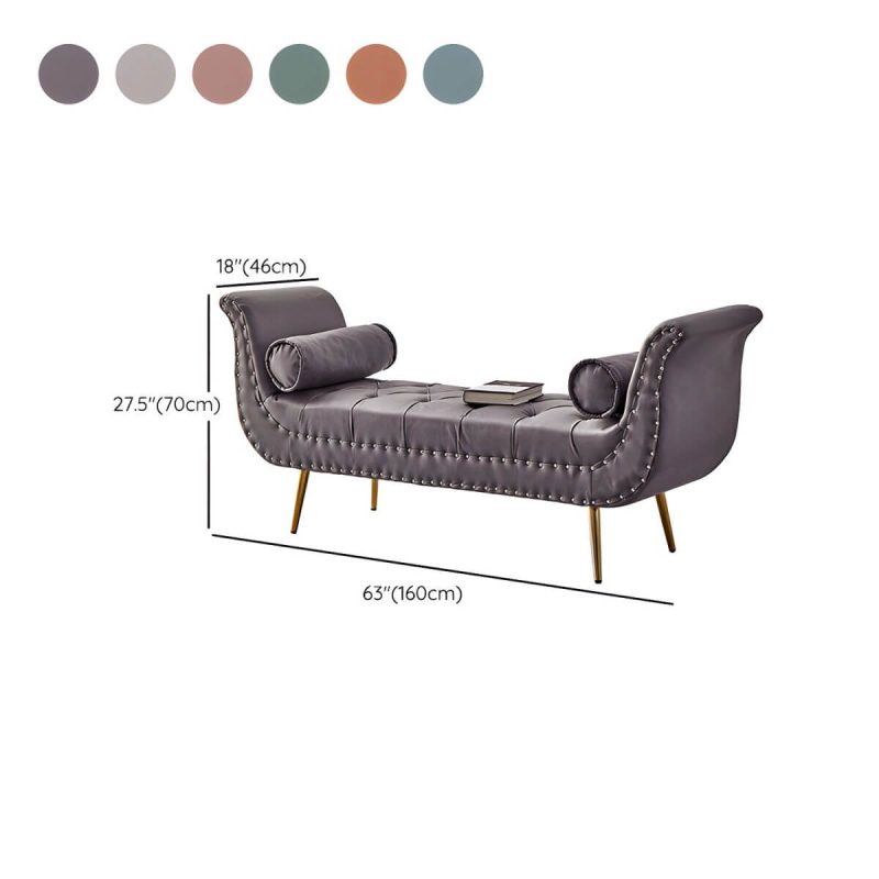 "Dimension of Storage Not Included Upholstered Reserve Installation Holes Bedroom Bench - Light Gray Metal Tech Cloth"