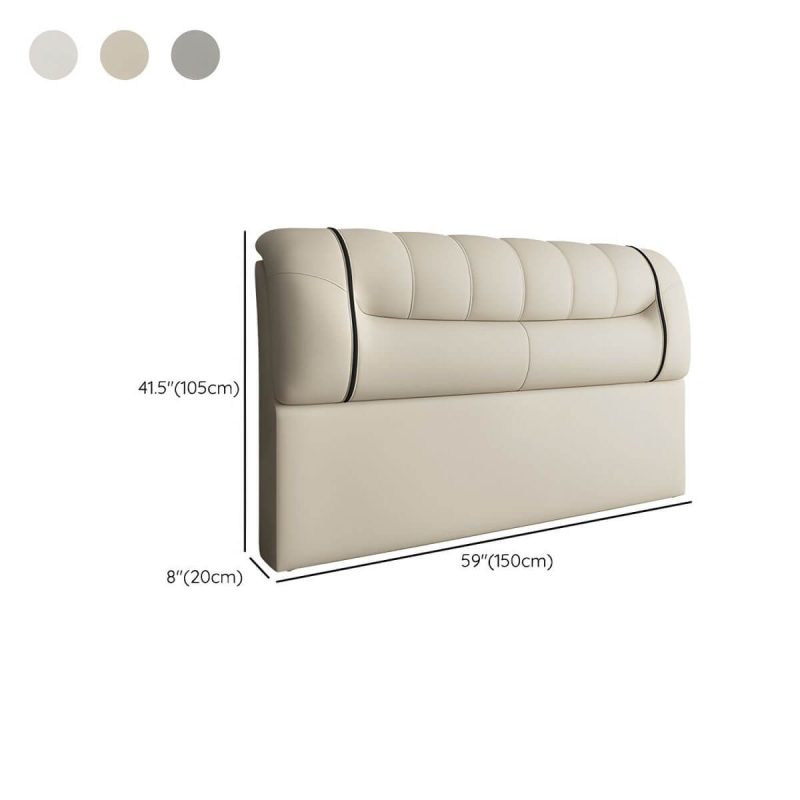 "Dimension of Bed Frame Headboard Modern Leather Panel Rectangular Solid Wood - 59" Dark Gray"