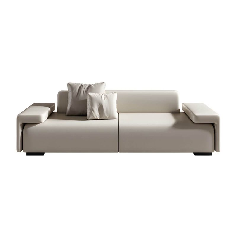 "Modern Solid Color Leather Upholstered Bedroom Bench with Arms - 59.1"L x 17.7"W x 21.7"H Orange With Back"