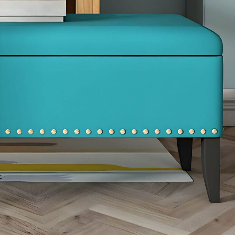 "Upholstered Bedroom Bench with Nailhead Trim - Modern Flip Top Design, 150cm Long - Coffee"