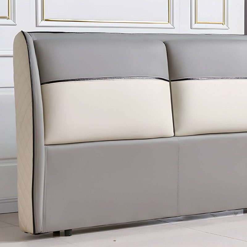 "Elegant Wingback Upholstered Headboard with Wood Legs - Modern Design - Smoke Gray 59""