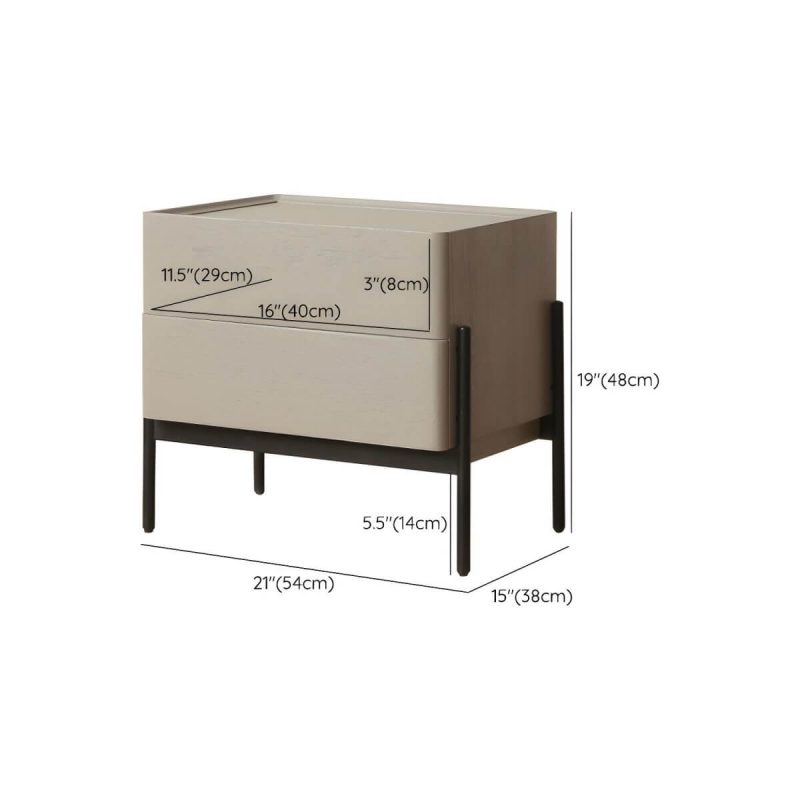 "Dimension of Modern Grey Oak Wood Nightstand with Spacious Drawer Storage - 1 Piece"