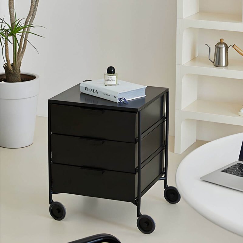 "Modern Iron Bachelor's Chest with 3 Drawers in Plastic/Acrylic Material - White 1 Piece"