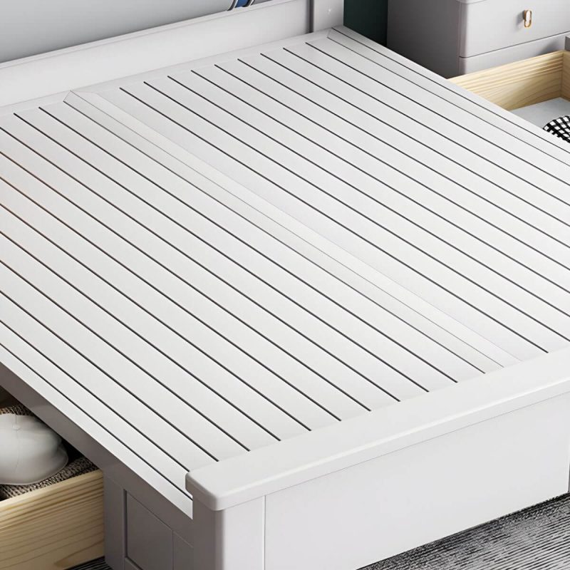 "Contemporary Pine Wood Mattress Included with Headboard Rectangular Panel Standard Bed - Pull-Out Storage Bed & Mattress"