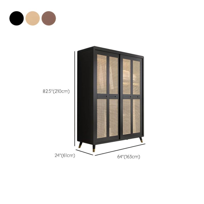"Dimension of Rubberwood Wardrobe Cabinet Contemporary Wardrobe Armoire with Shelves - 64"L x 24"W x 83"H Natural Finish"