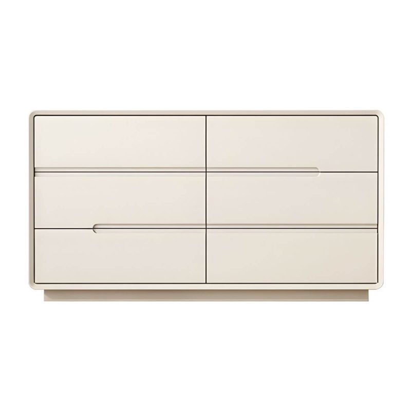 "Light Oak Modern Dresser with Solid Wood Construction and Soft-Close Drawers - Beige 47"L x 16"W x 27.5"H"