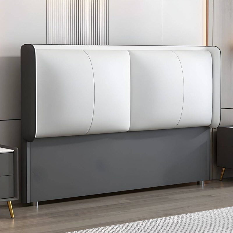 "Light Wood Modern Wingback Headboard with Upholstered Design and Solid Wood Frame - 39" Tech Cloth Dark Gray/ Beige"