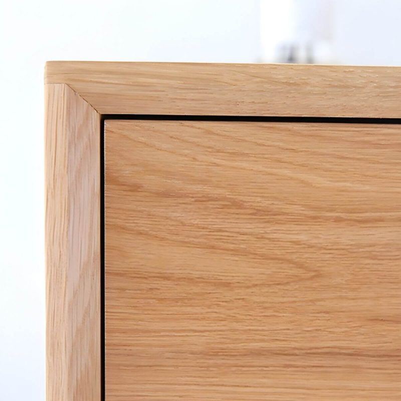 "Scandinavian Style Wood Nightstand with 2 Drawers in Oak Finish - 2 Piece Set Nut-Brown"