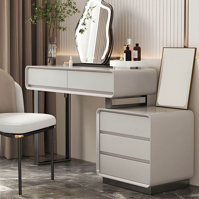 "Modern Solid Wood Nightstand 19.7" Tall 3 - Drawer Steel Nightstand - White 1-Piece Set"