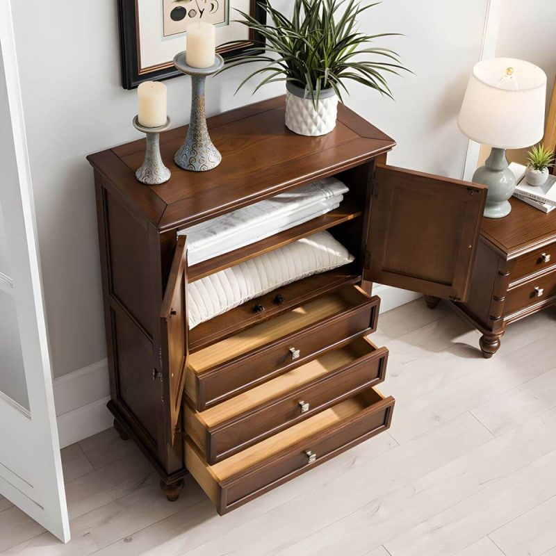 "Traditional Style Brown Wood Vertical Combo Dresser with Size 31.5Lx16Wx44H Inches - 31.5"L x 16"W x 44"H"