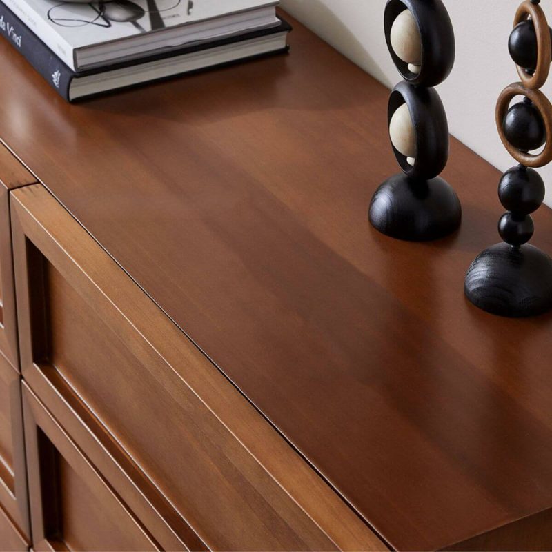 "Traditional Natural Wood Hidden Handle Dressers with Six Drawers and Four Feet in Brown - 47"L x 16"W x 31"H"