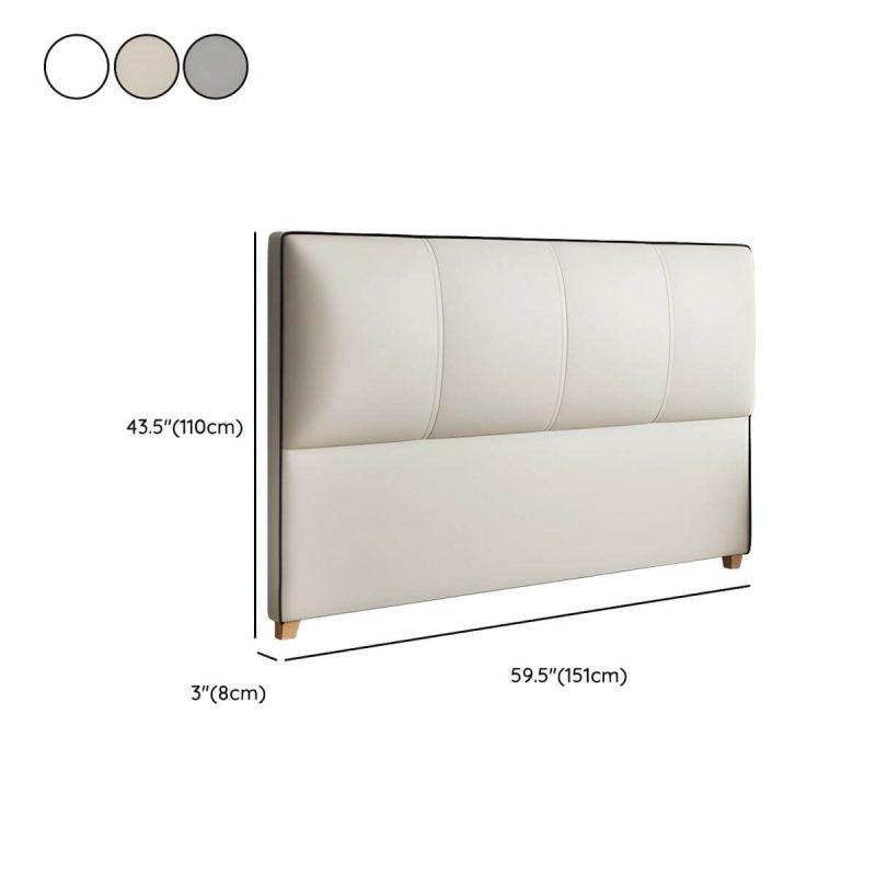 "Dimension of Elegant Upholstered Panel Headboard with Wood Legs and Modern Style - 59" White"