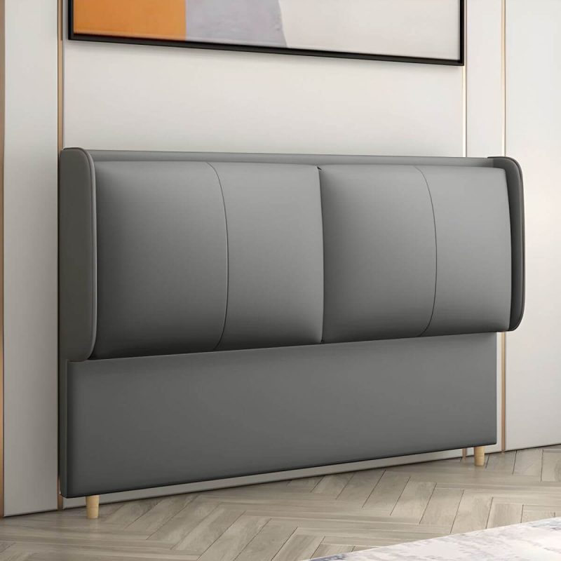 "Rectangular Panel Freestanding Faux Leather Fully Upholstered Headboard Bed - 59" Dark Gray"