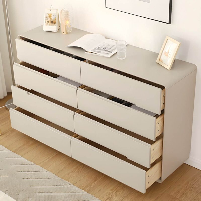 "Light Oak Modern Dresser with Solid Wood Construction and Soft-Close Drawers - Light Apricot 31"L x 16"W x 43"H"