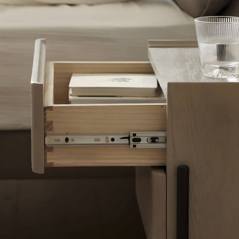 "Modern Grey Oak Wood Nightstand with Spacious Drawer Storage - 2 Piece Set"