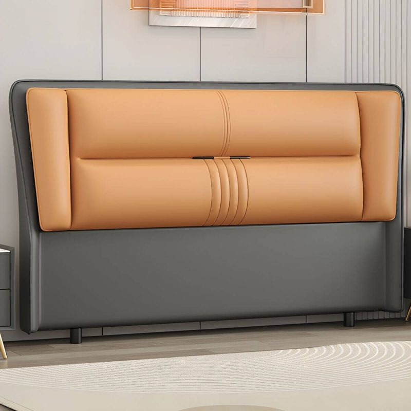 "Modern Rectangular Upholstered Wingback Headboard with Wood Legs - Tech Cloth 47" Light Gray"
