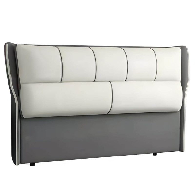 "Modern Upholstered Pine Headboard with Wood Legs - Standard Height - 59" Microfiber Leather Blue"