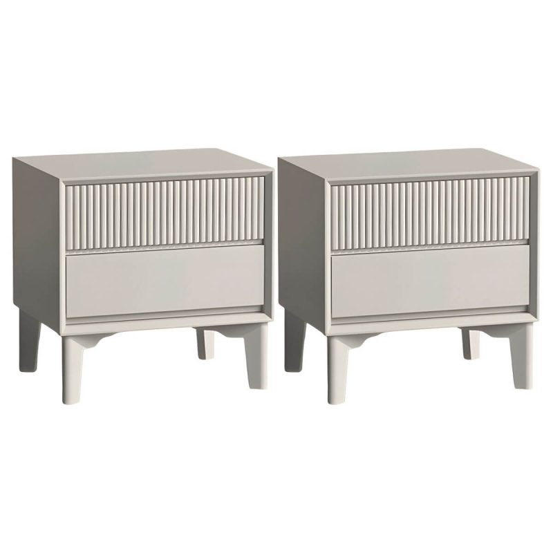 "Modern Wood Nightstand with Drawer Storage and Legs Included - Cream White 20"L x 15"W x 20"H 2 Piece Set"