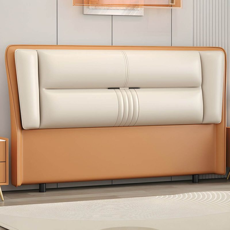 "Modern Rectangular Upholstered Wingback Headboard with Wood Legs - Microfiber 47" Blue-White"