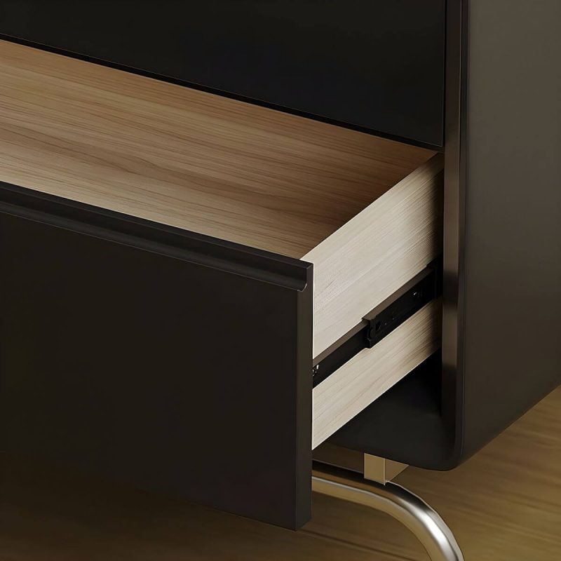 "A Cozy and Classic Black Wood Nightstand with 2 Drawers in Traditional Style - 2 Piece Set"