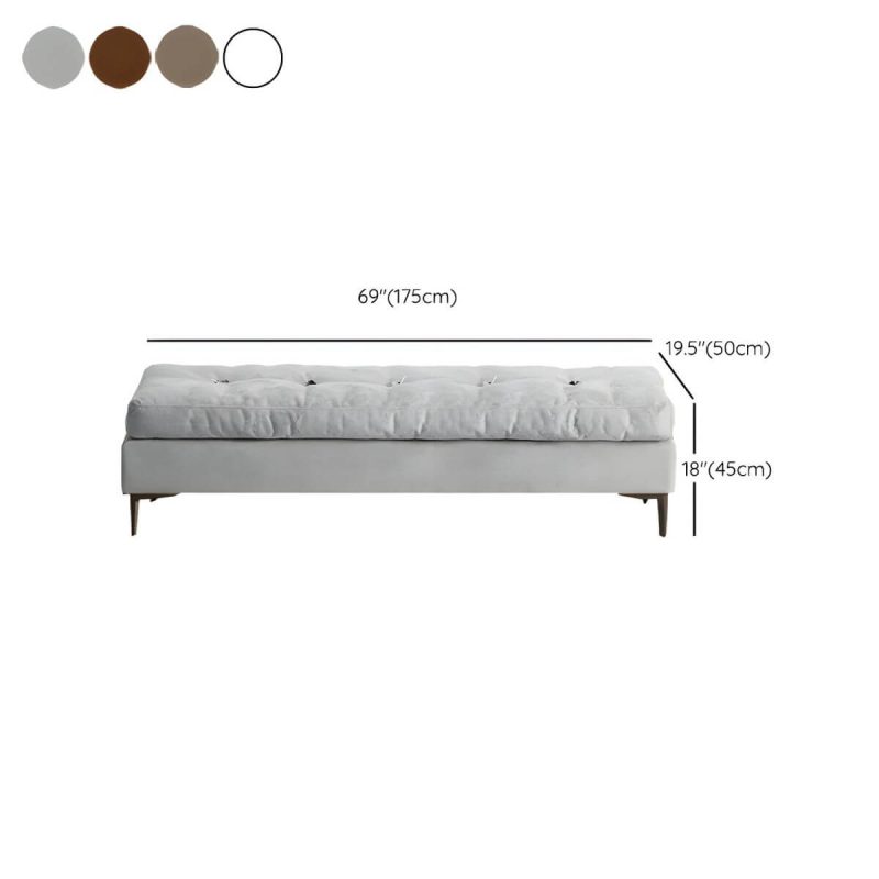 "Dimension of Storage Not Included Rectangular Wood Bedroom Bench Armless Modern Short Upholstered - 69"L x 20"W x 18"H White"