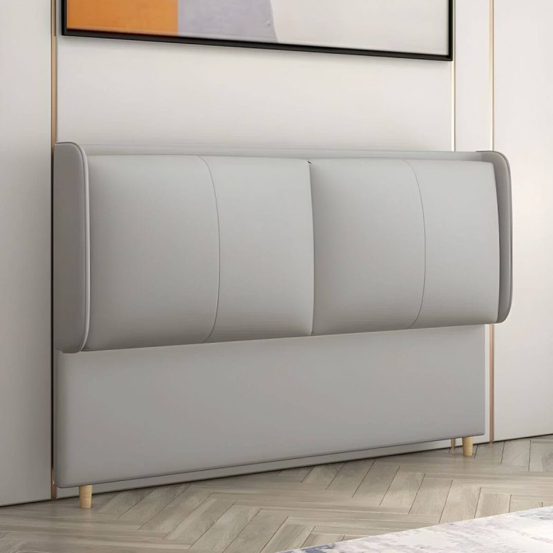 "Rectangular Panel Freestanding Faux Leather Fully Upholstered Headboard Bed - 71" Light Gray"