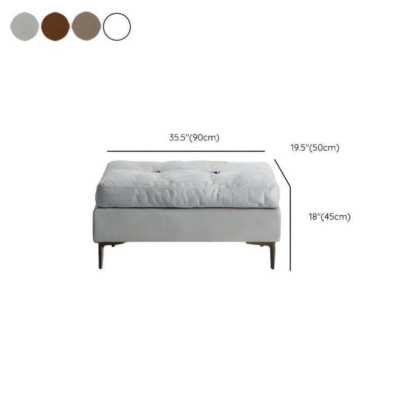 "Dimension of Storage Not Included Rectangular Wood Bedroom Bench Armless Modern Short Upholstered - 35.5"L x 20"W x 18"H White"