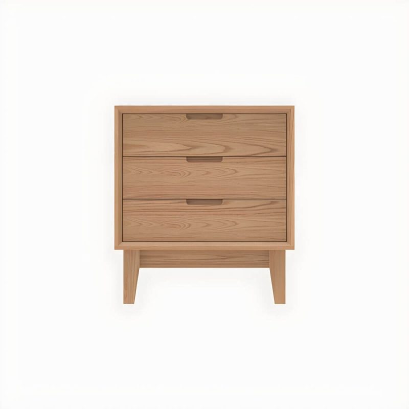 "Scandinavian Style Small Wood Nightstand with Three Lock Free Drawers - Dark Wood 1 Piece"