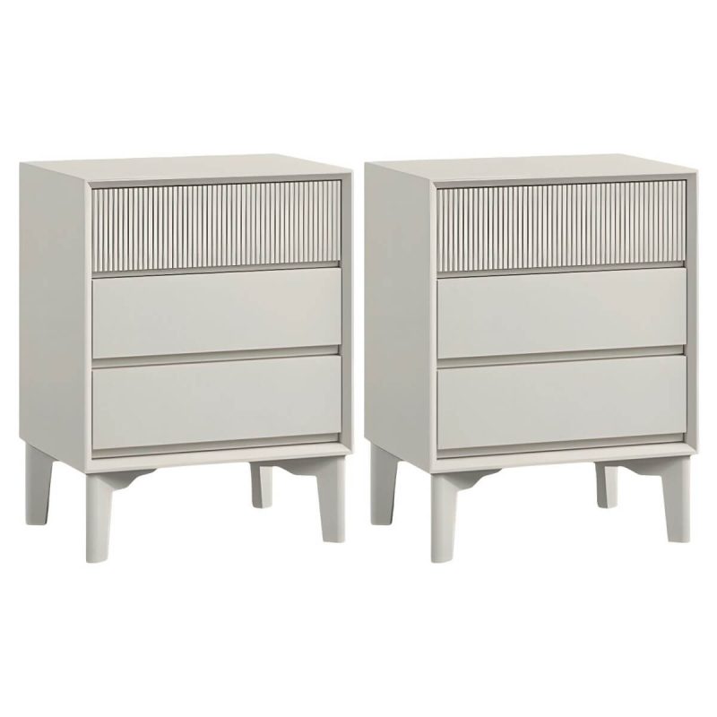 "Modern Wood Nightstand with Drawer Storage and Legs Included - Cream White 16"L x 15"W x 26"H 2 Piece Set"