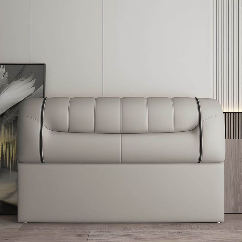 "Bed Frame Headboard Modern Leather Panel Rectangular Solid Wood - 79" Dark Gray"
