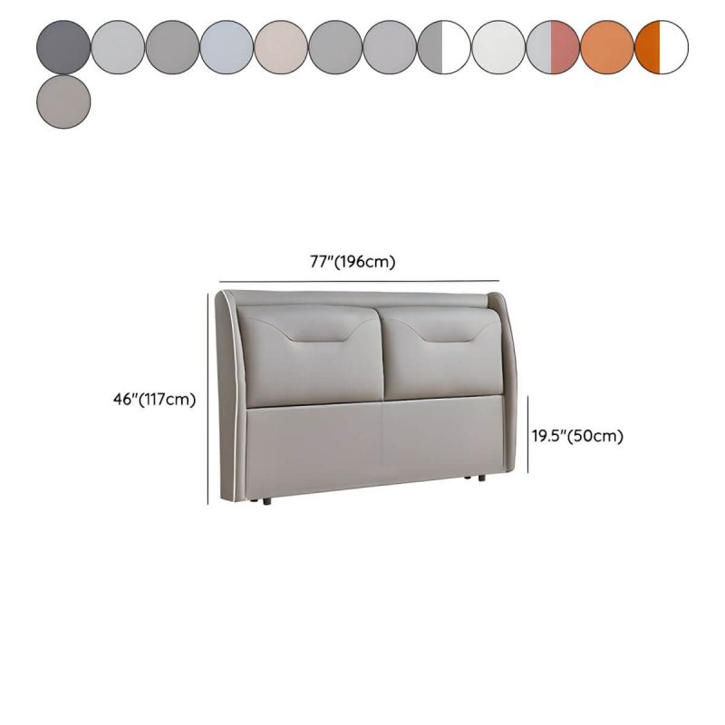 "Dimension of Elegant Wingback Upholstered Headboard with Wood Legs - Modern Design - Grey 71""